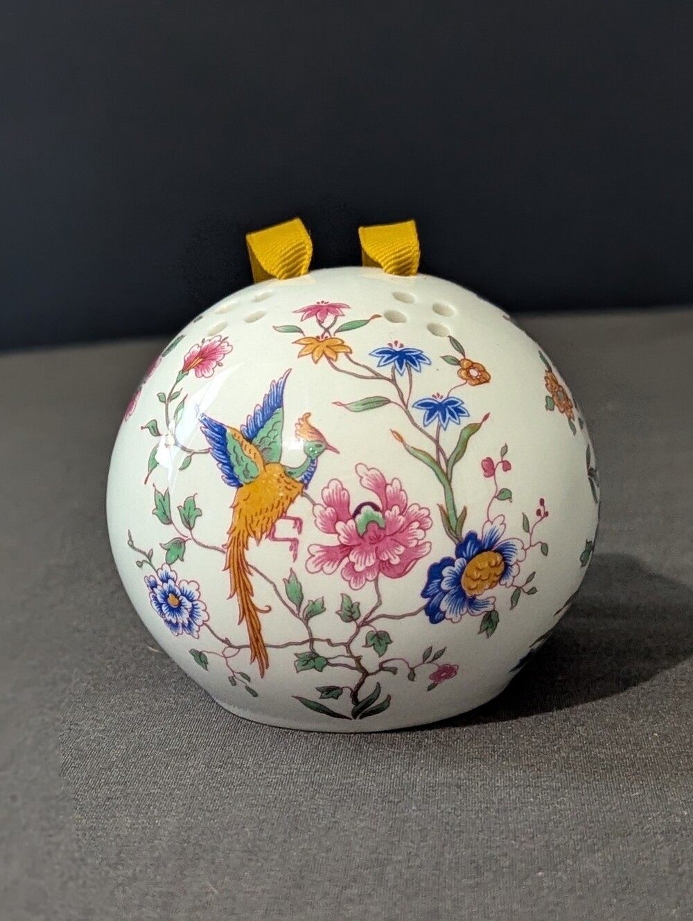 Vintage Hammersley Bone China Diffuser Potpourri Ball Birds Of Paradise Ornament